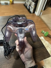 Black Nintendo 64 N64 System W/Hookups & 1 Purple Controller Tested/Works