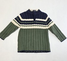 Vintage The Children's Place Sweater Kids 4T Green Navy Stripe Knit Pullover