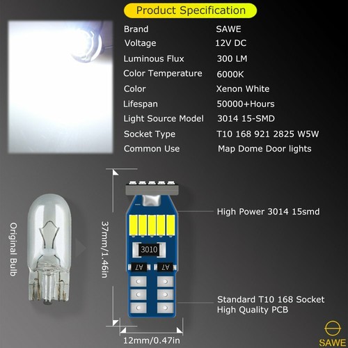 Luz de matrícula SAWE T15 LED reversa T10 para Honda Accord Toyota Rav4 - Imagen 3 de 8