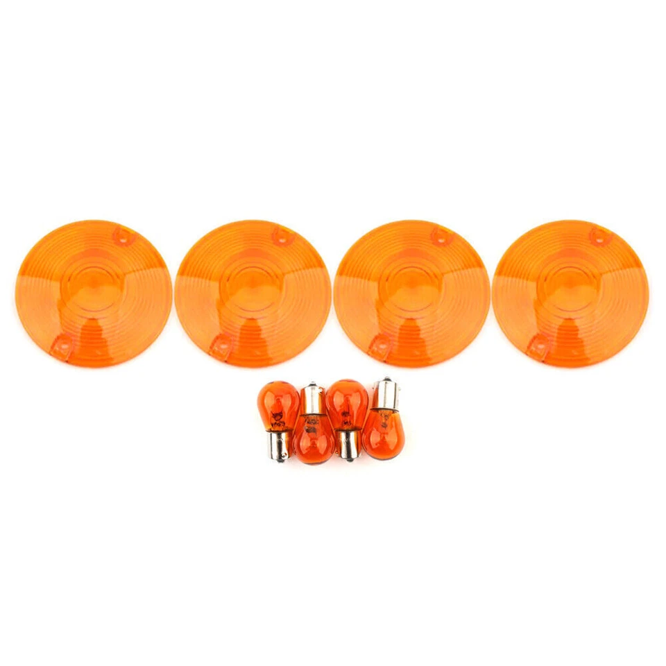 4pcs Turn Signal Light Amber Lens Cover Fit Harley Davidson Road King 1994-2010 - Изображение 2 из 4