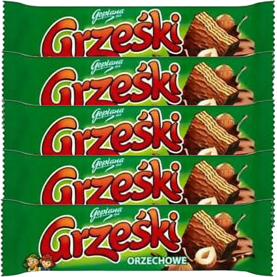 Goplana GRZESKI chocolate candy wafer bars: HAZELNUT 5pc. FREE SHIPPING