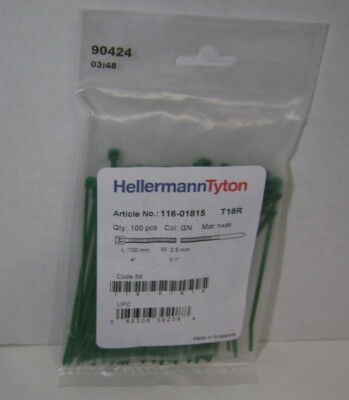 HellermannTyton 116-01815 Standard Cable Tie, 4'' Long, 18lb Tensile St