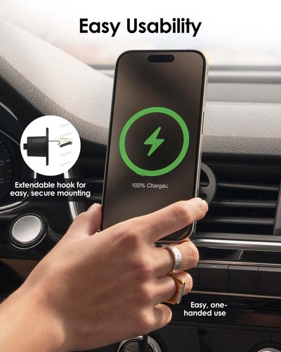 mophie Qi2 snap+ Magnetic Wireless Charging Vent Mount - Fast 15W Qi-Enabled - Bild 7 von 7