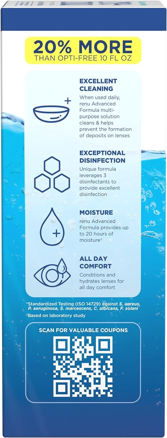 Renu Contact Lens Solution by Multi Purpose Disinfectant Advanced Formula Kills