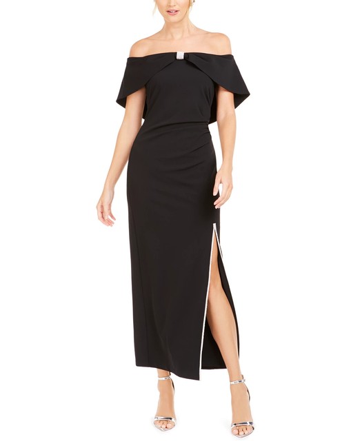 Msk Embellished Off-The-Shoulder Gown 