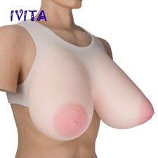 K Cup Silicone Breast Form Transgender Big Oval Nipples Vest Boobs 13XL Enhancer