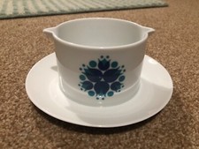 Blue Pinwheel Thomas China podwójna łódź sosowa ze stałym spodkiem w doskonałym stanie