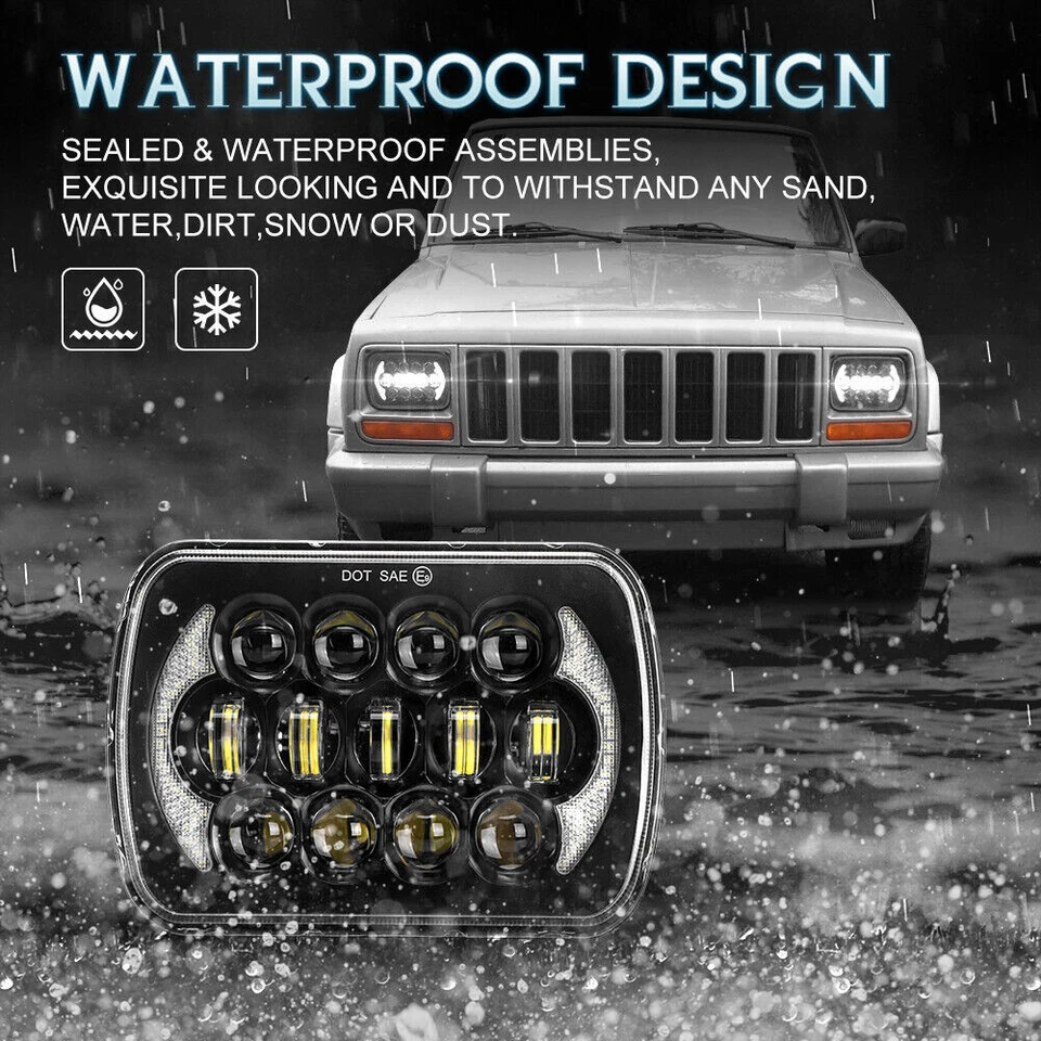 Faro sellado 7x6 5x7"" LED haz para camioneta Dodge W150 W250 D150 D250 1981-93 Foto 3 de 4