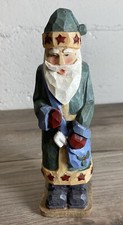 Santa Rustic Folk Style Carved Resin Wood-Look FREE Standing