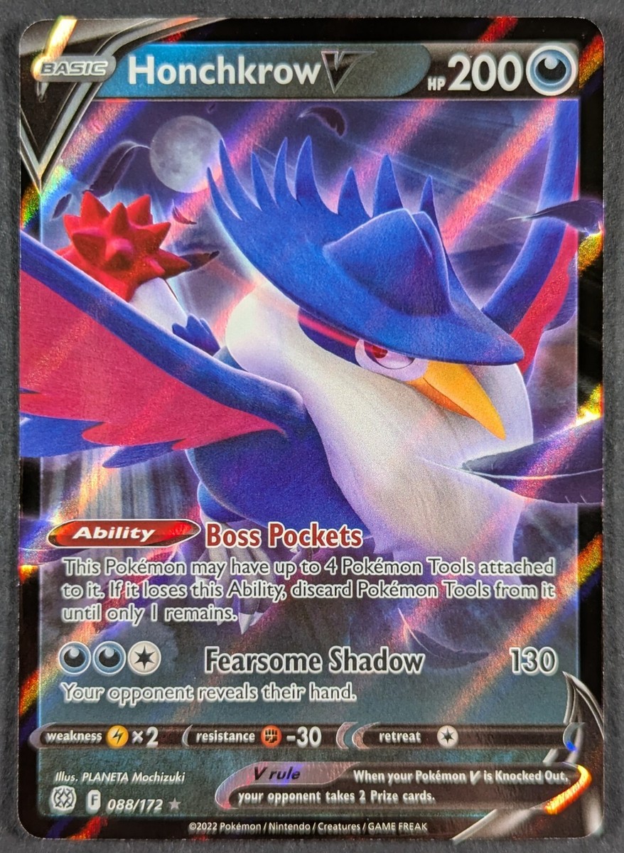 Honchkrow V 2022 Brilliant Full Art Ultra Rare Holo Pokemon Card