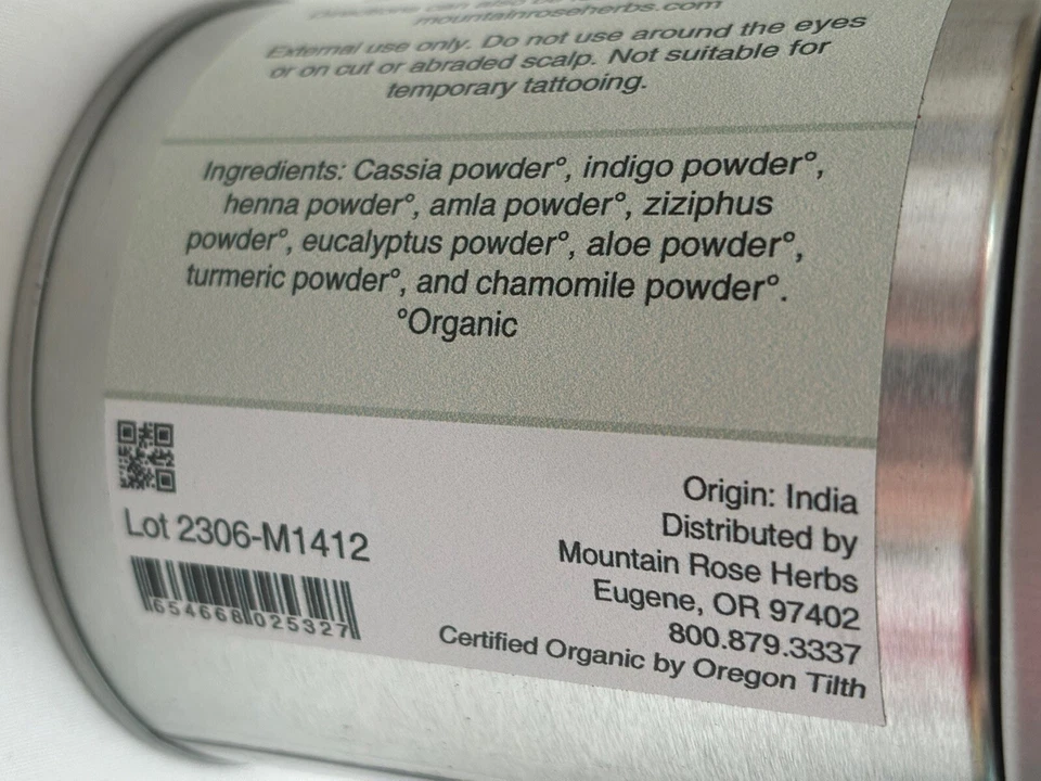 Color de cabello a base de hierbas Mountain Rose mezcla de henna orgánico 4 oz. Todo Natural NUEVO Foto 4 de 4