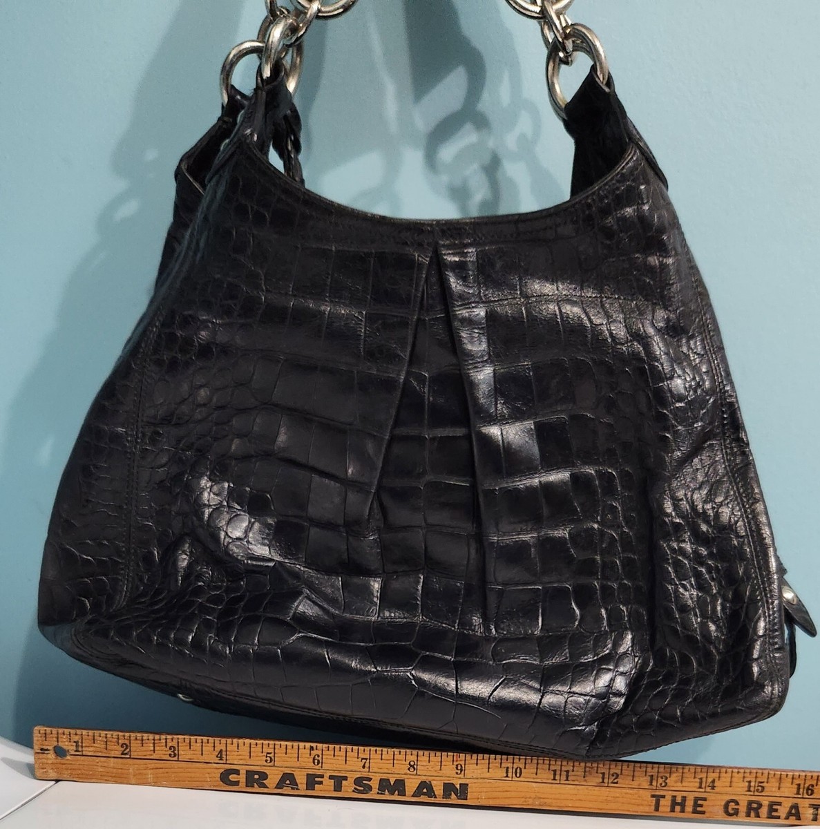 COACH Exotic Maggie Madison Leather Croc Embossed Shoulder Bag
