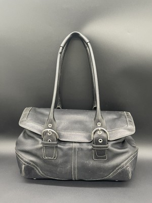 COACH Soho Vintage 9636 Black Leather Flap Medium Satchel Shoulder  