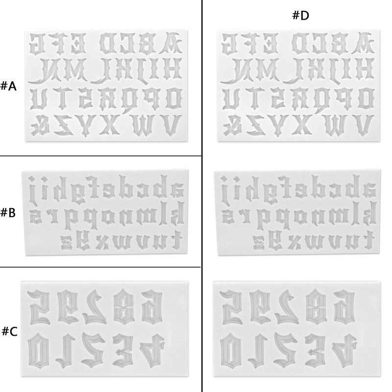 Gothic Font Letters Numbers Keychain Epoxy Resin Mold Handmade