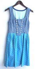 Children's traditional dirndl sleeveless blue check, skirt patterned approx. size 158