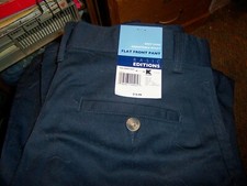 NWT BASIC EDITIONS Boys Flat Front Navy Pants - SIZE 16 Regular