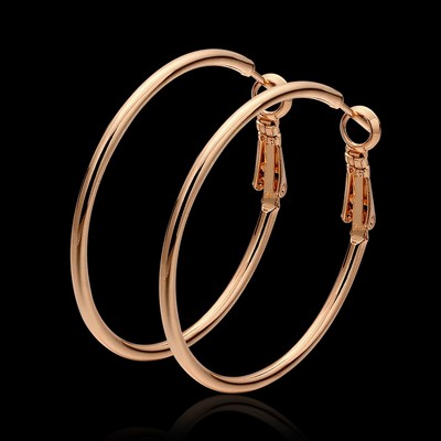 18K Rose Gold Latch Back Hoop Bali Earrings L121