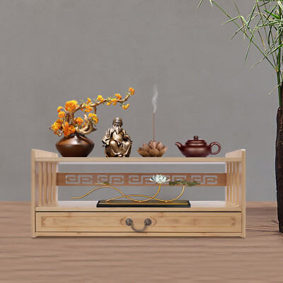 Altar Table With Storage - Meditation Cabinet, Buddhist Table With Drawers, Dark Brown, 2 Sizes