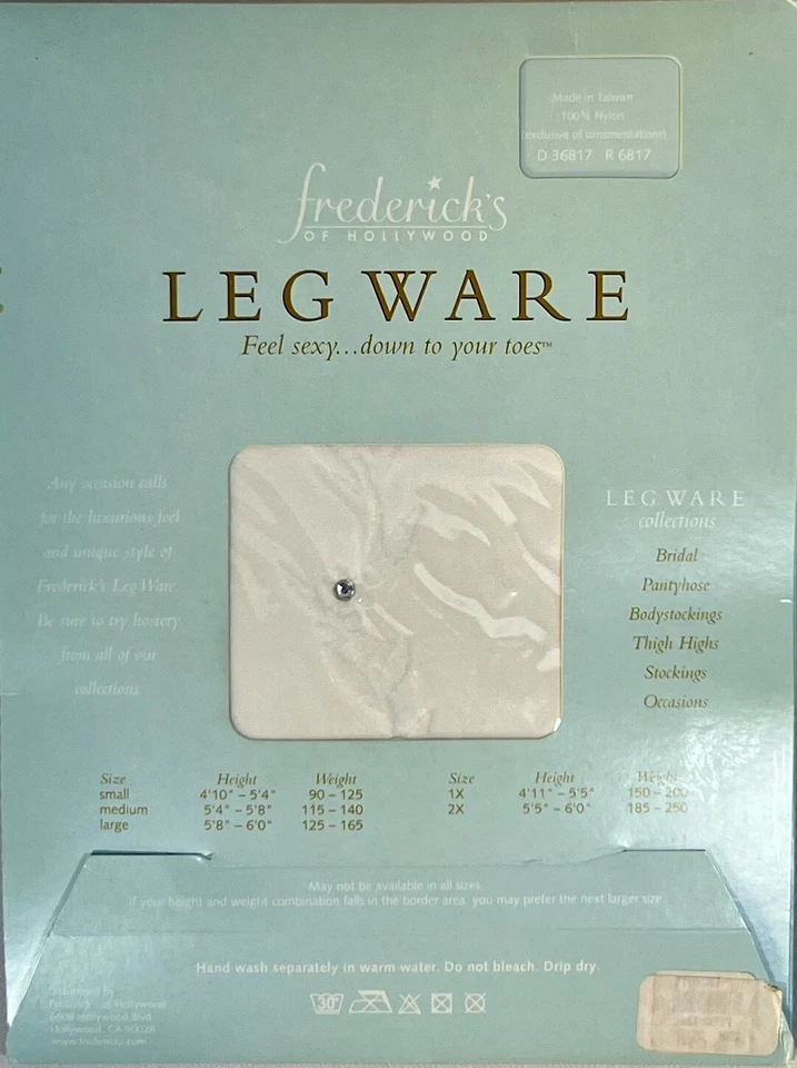 Frederick's of Hollywood Flower Trellis Rhinestone Stockings D36817 R6817 Med - Image 3 of 3