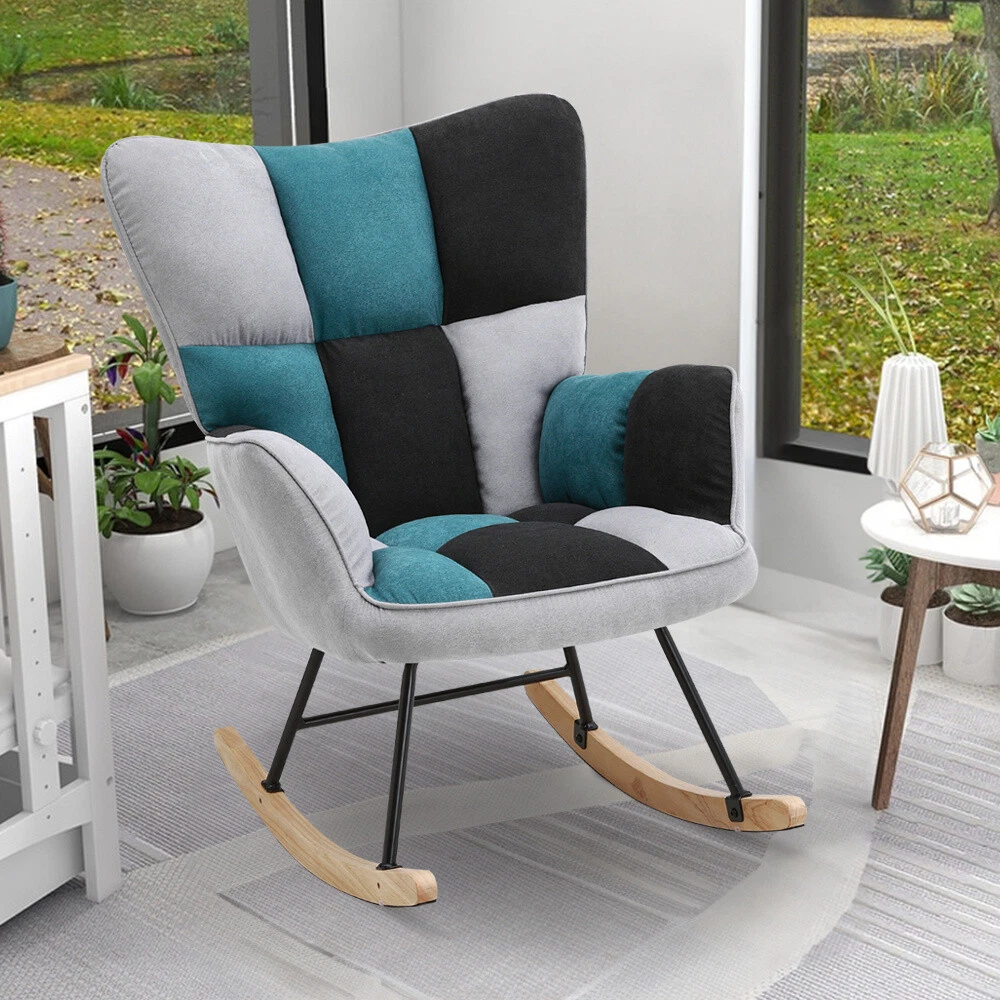 Fabric Upholstered Recliner Rocking Chair Armchair Lounge Sofa Seat Relax Rocker