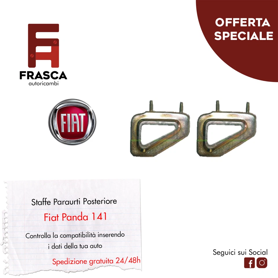 Staffe Paraurti Posteriore Fiat Panda 141 750 1986-2003 1000 1987-1998 4x4 86-94