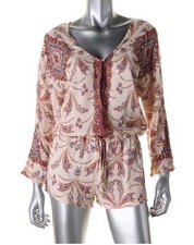 ZARA Women's 100 Viscose Multi Color Floral Print 3/4 Sleeves Romper Size XS