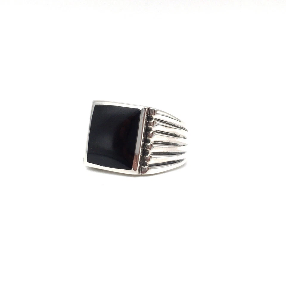 Anillo de plata 925 de ónix negro anillo para hombre joyería maciza 18,4 mm / 58 - Imagen 3 de 4