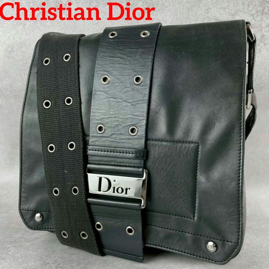Christian Dior Street Chic Leather Black Messenger Bag Vintage