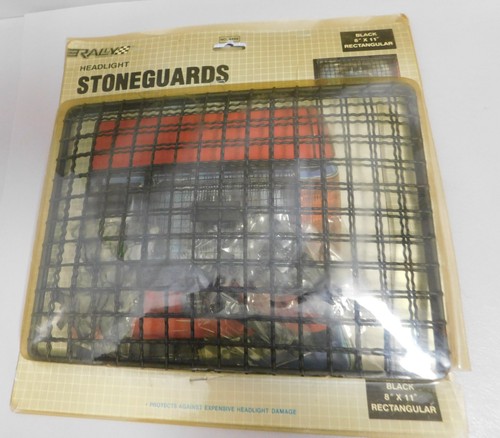 Rally 8"x11" Headlight Stoneguards No 4498 Black Rectangular Grill Metal VTG NOS