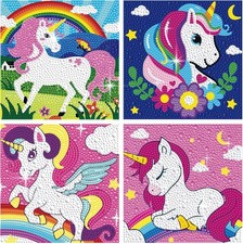 FlyingMage 5D Diamond Art Painting Kits for Adults, 4 Pack Pink Blue Unicorn