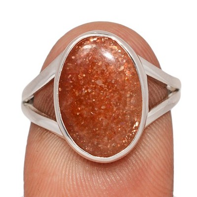 Natural Rainbow Sunstone - Madagascar 925 Silver Ring Jewelry s.7