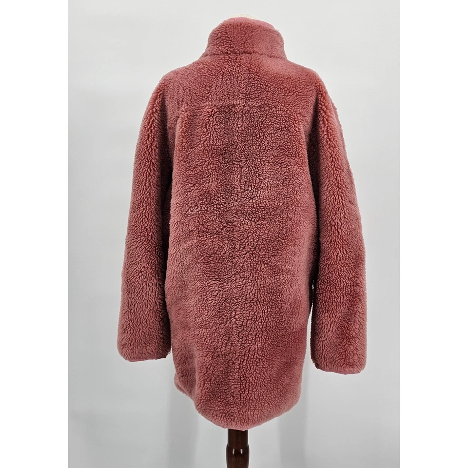 J. Abrigo Crew Para Mujer S Rosa Glicina Ahumado Cremallera Peluche Polar Piel Sintética Foto 2 de 4
