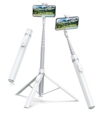 66" Automatic Phone Tripod with Magnetic Rechargable Remote,Selfie 66in White