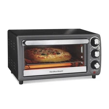 4 Slice Countertop Toaster Oven with 5 Versatile Cooking Modes, Grey