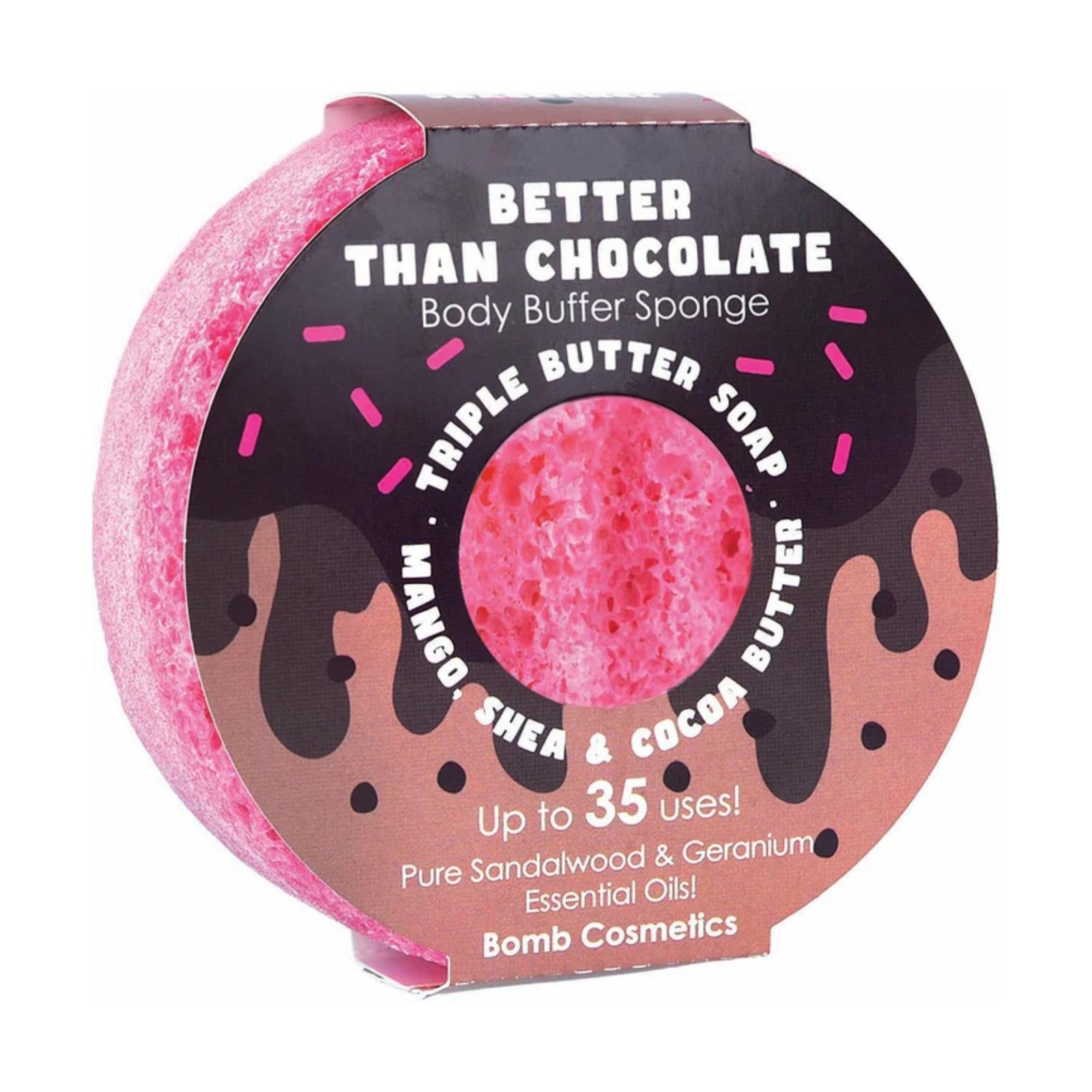 Soap Filled Sponge Exfoliating Moisturising Body Buffer Sandalwood & Geranium