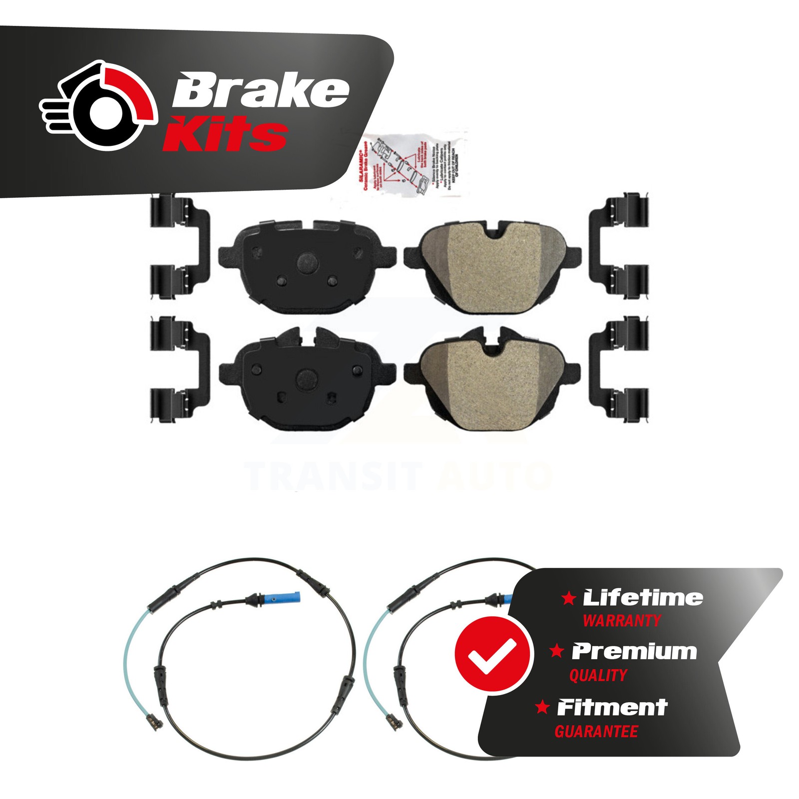 Rear Ceramic Disc Brake Pad & Wear Sensor Kit For 2017-2020 BMW 530i xDrive 2.0L
