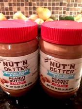 Lot 2 NUT'N Better Creamy Peanut Butter Reduced Sugar /Sodium 16oz/454gr.