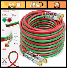 50FT 1/4" Oxy Acetylene Welding Hose Twin-Line Rubber Grade R with 9/16" Fitting