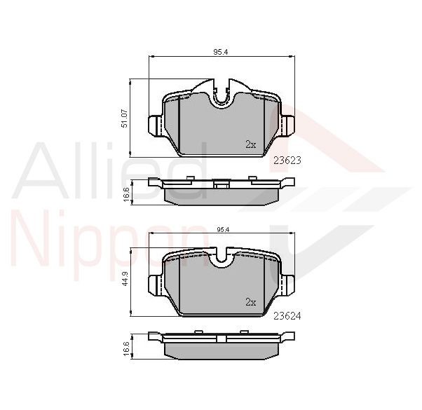 Brake Pad Set For Disc Rear Fits BMW 1 Series Mini ALLIED NIPPON ADB01710