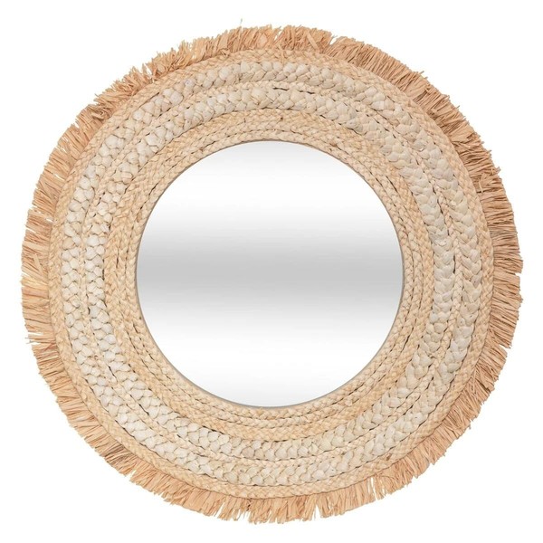 Dekospiegel Spiegel Wandspiegel HäNgespiegel Rund 68 Cm Boho Wohnzimmer Deko-image