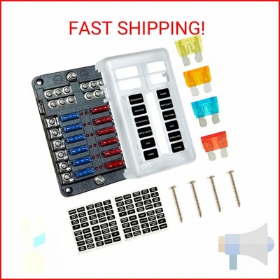 SOYOND 12 Volt Fuse Block, Boat Marine Fuse Block Panel with LED Warning Indicat