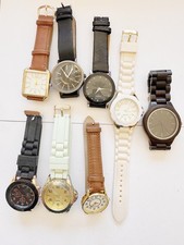 Bulk Lot 8 Fashion Watches | Black Brown White Wood Tone | Quartz AS-IS