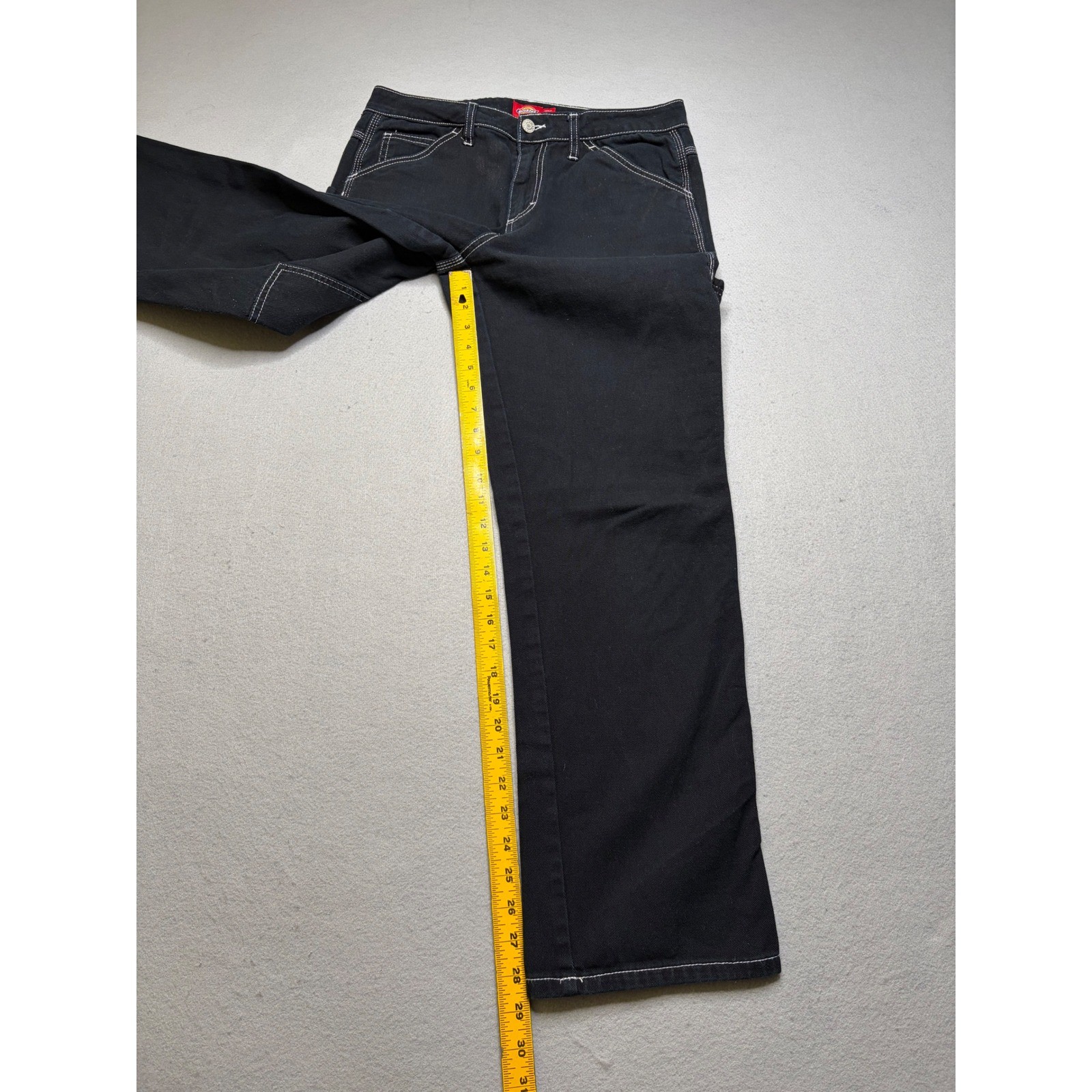 Dickies Carpenter Pants Womens 7/28 Black Contrast Stitch Utility Workwear image 6