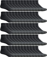 120 PK of Men's Premium Cotton Quarter Ankle Sport Socks Size 10-13 Black