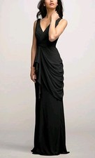 White Vera Wang Gown 16 Roman Drape BLK Chiffon Mother Bride Bridesmaid Event