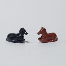 VINTAGE Miniature Cast Metal Horses Lead SET OF 2