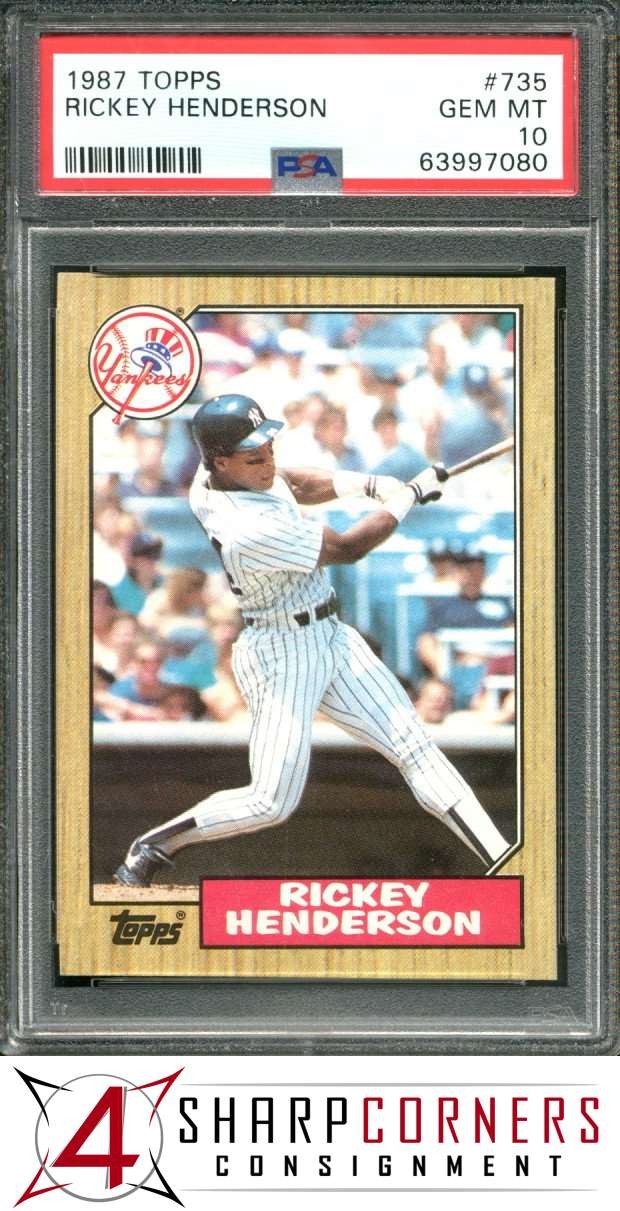 1987 TOPPS #735 RICKEY HENDERSON YANKEES HOF PSA 10