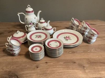 53 Teile Kaffee/Tee-Service* SEP Porzellan* W8 Made GDR/DDR *NEUWERTIG*Rosa/Gold