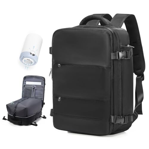 Mochila de viaje al vacío con bomba, mochila de viaje con airbag, aerolínea A-negro