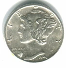 1943 SILVER MERCURY DIME !!   Mint State !!